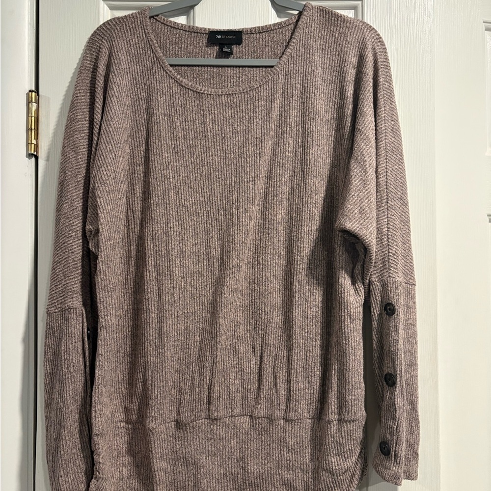 AB Studio Women's Taupe Crew Neck Sweater